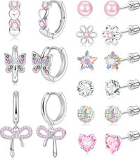 Surgical Stainless Steel Hypoallergenic Stud Hoop Earrings for Girls Women Screw