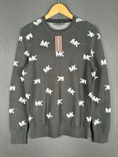 Michael Kors Men's All Over Print MK Logo Pullover Crewneck Sweater Size M NEW