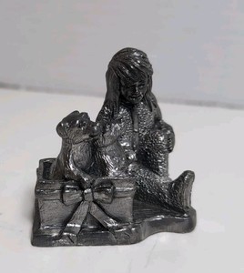 Michael Ricker Pewter Gift Little Girl & Puppy Dog Surprise 97 Souvenir Figurine