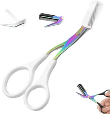 Eyebrow Trimmer Scissor, 2 in 1 Eyebrow Scissors with Comb Stainless Steel Profe
