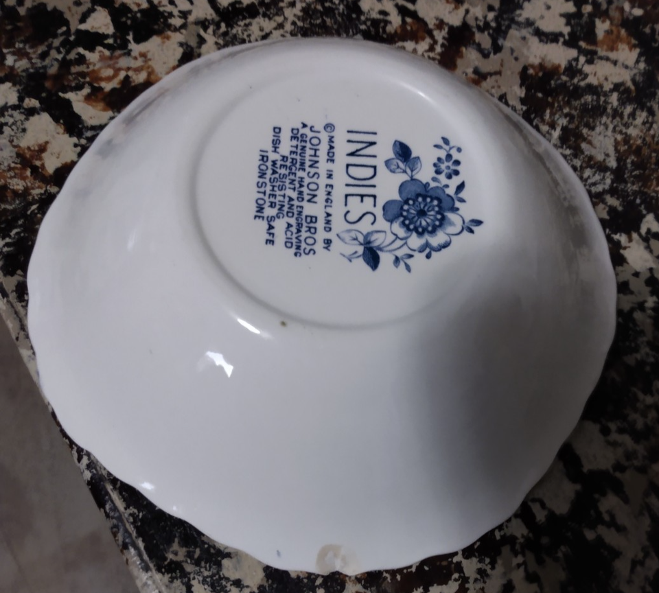 Johnson's brothers' indies blue 6-inch bowl stoneware with flaws | eBay