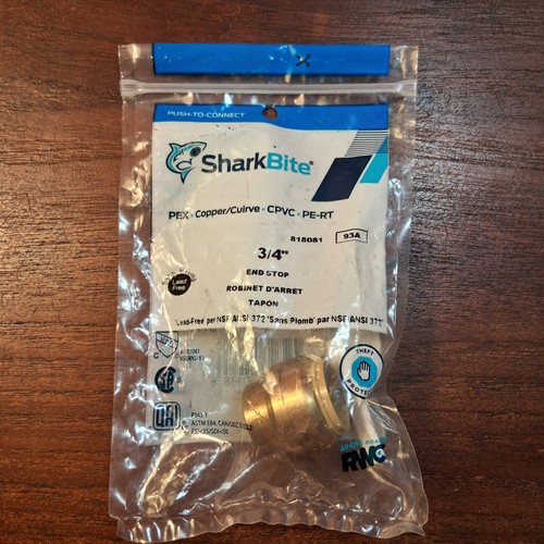 SharkBite 3/4" End Cap Push To Connect Fitting End Stop Lead Free Plumbing- NEW