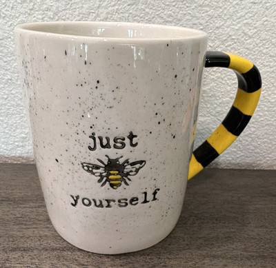 TAG Bee Speckled Ceramic Coffee Mug 8 fl oz White/Black/Yellow Microwave Safe