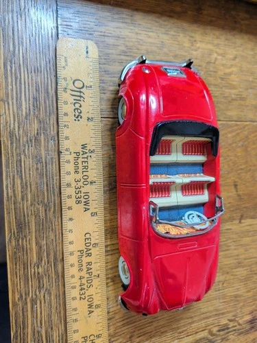 Bandai • Jaguar 34 • Red Tin 8" Toy Car • Japan