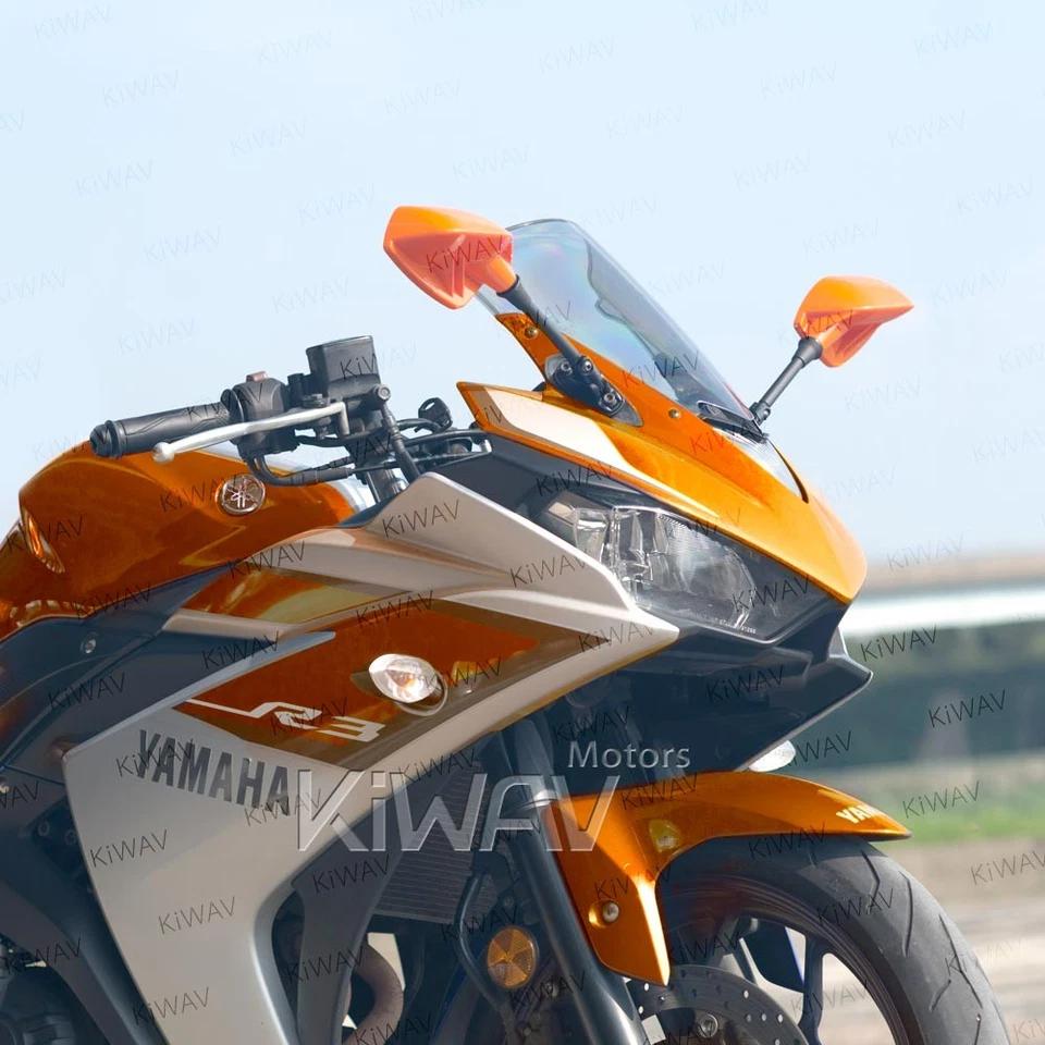 Fairing side mirrors orange FIN style wider view convex fits Honda CBR125RW 11 - Imagem 3 de 4