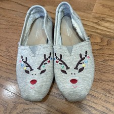 TOMS Women's Size 7 Reindeer Flats Shoes Lights Christmas Loafers