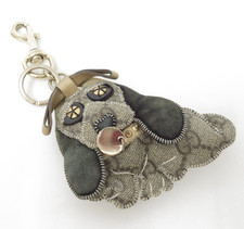 Authentic GUCCI GG dog Bag Charm Keyholder Key Ring Keychain I 49535
