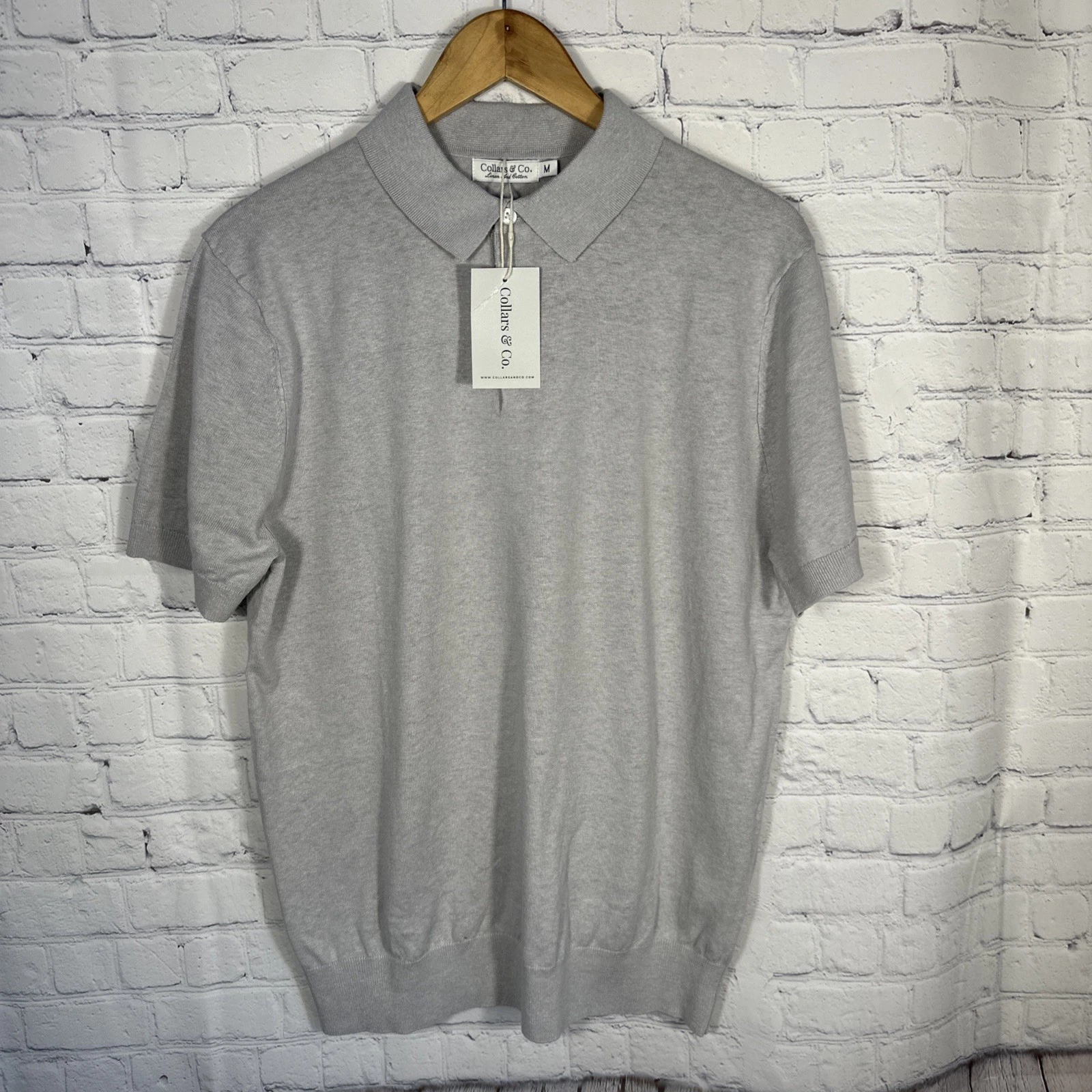NEW Collars & Co. Linen Cotton Polo Shirt Sweater Mens Gray Medium Golf
