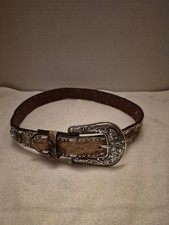 Ariat Beaded Southwest Leather Belt Size 26 Turquoise  Brown Hair On Hide