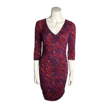 Anthropologie Moulientte Soeurs Dress Women's Small Dark Floral Ruched Bodycon