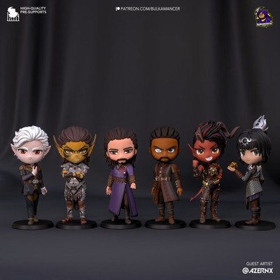 Chibi Baldur's Gate 3 Characters 3D Printed Resin Models