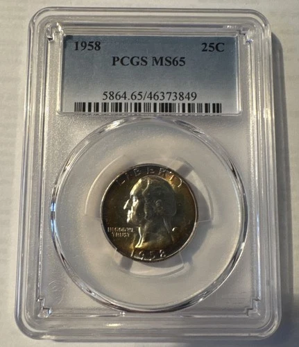 1958 Washington Quarter MS65 PCGS Type Reverse Toned