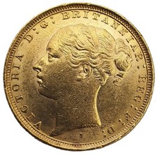 1885 Queen Victoria Young Head Gold Sovereign (Sydney)