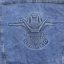 Vintage WINSTON RODEO Denim Trucker Jacket L American Born USA Made