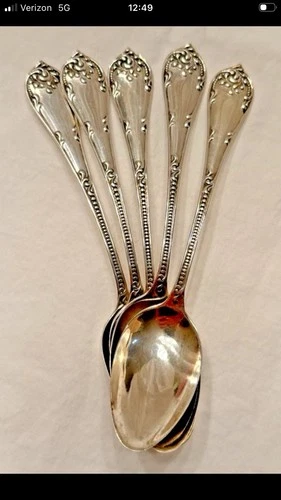 (5) Antique Towle Solid Sterling Silver Teaspoons 5 1/2" No Mono 925 .925 74g