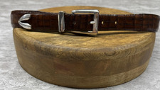 Brighton Onyx Belt Womens 38 Brown Croc Embossed Leather Silver Buckle USA Made
