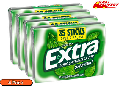 Extra Spearmint Chewing Gum Sugar Free 35 Sticks Each 4 Pack