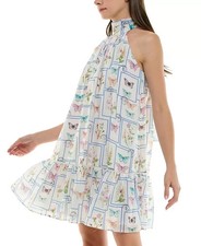 Taylor Butterfly Print Halter Dress Women 10 Knee Length Garden Party Summer NWT