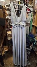 Xoxo Metallic Silver Maxi Prom Dress Size Medium