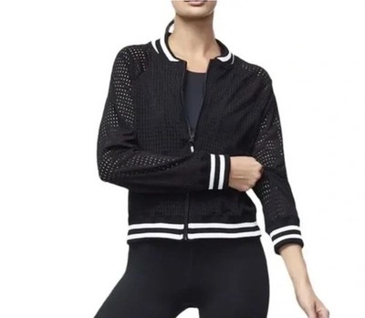 Good American The Mesh Bomber Jacket Black Sz0