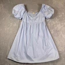 Altard State Light Blue Puff Sleeve Smocked Mini Dress Womens Size Medium