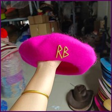 Women's French Beret English Letters Autumn and Winter Wool Hat Candy Color.