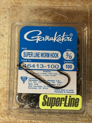 Gamakatsu Super Line Worm Hook 46413 3/0 Straight Shank 100 Pack