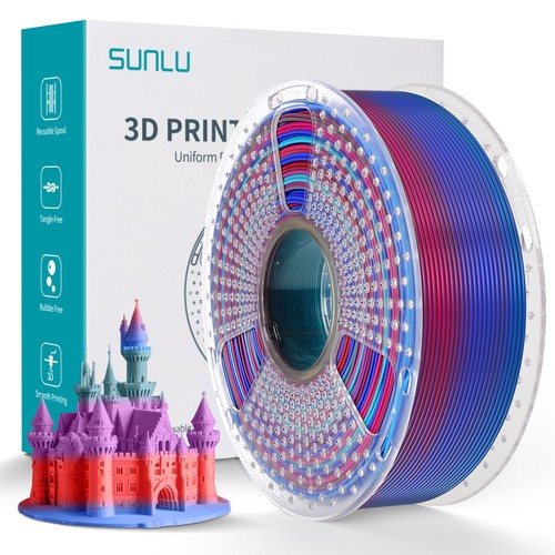 SUNLU 1.75MM PLA Rainbow Filament For 3D Printer, Color Change Each 8 Meters #02