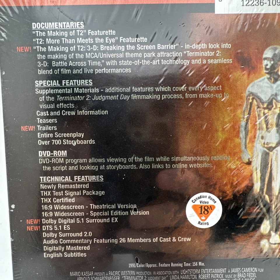 TERMINATOR 2 - JUDGMENT DAY THE ULTIMATE EDITION DVD Watermarks Sealed 5.1 DTS! - Image 3 of 4