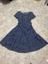 PRADA Dress Size S Knee Length Retro Style Navy White Polka Dot