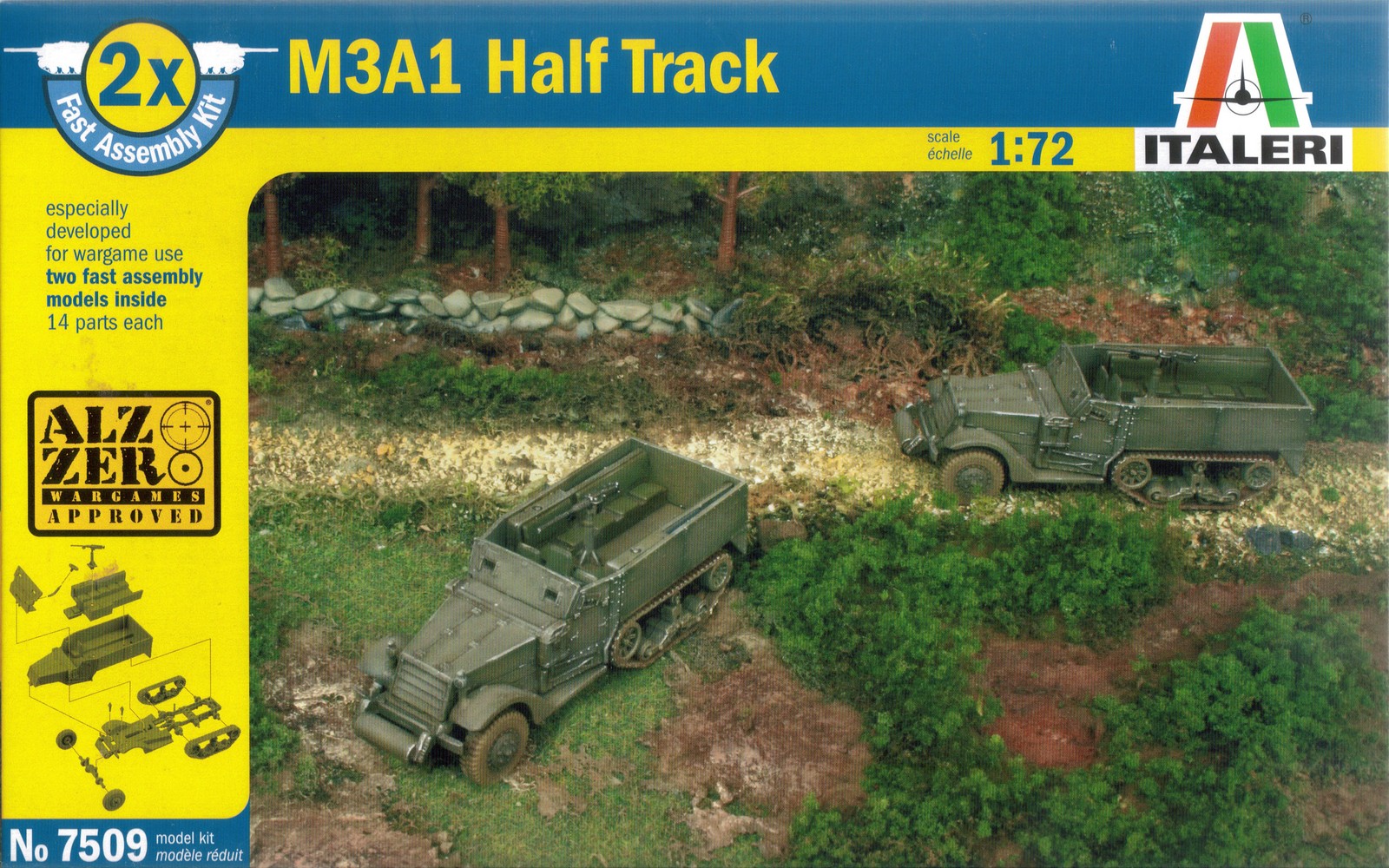Italeri 1/72 (20mm) M3A1 Half Track (2 x Fast Assembly Kit)