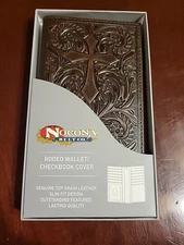 New Nocona Cowboy Rodeo Wallet Checkbook Cover Tooled Leather w/ Cross N5417244
