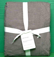 Pottery Barn Belgian Flax Linen Double Flange Duvet, King/Cal.King Warm Gray NWT