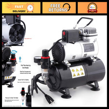 Airbrush Mini Compressor 3L Tank with Cooling Fan, Regulator  Moisture Trap for