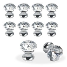 KUMGROT 10pcs Mini Crystal Knobs, 16MM Dia Small Knobs for Cabinet Drawer Cle...