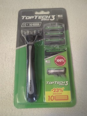 TopTech Razors 3 for Men Replaceable Cartridges for Manual Shaving Razors 10ct