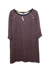 Talbots Tweed Hearts Crewneck Sheath Dress Button Stretch Knit Sz Plus X   NWT