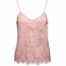 NUOVO PUMA X FENTY RIHANNA pigiama pizzo orlo Cami taglia XS argento rosa regolabile