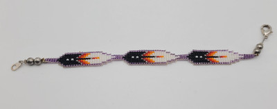 Navajo Indian Hand Beaded Cuff Bracelet Feather Pattern Seed Beads New 7.5''