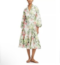 Tommy Bahama NEW NWT Day Break Hibiscus Puff Sleeve Belted Linen Dress Size XS