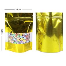 Gripseal Food Bags Stand Up Gusset Pouch Golden Clear Window BPA Free Packing