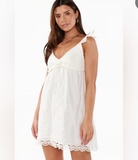 Show Me Your Mumu Camila Mini Dress Ivory Crochet Lace Sleeveless Sz L NEW Boho