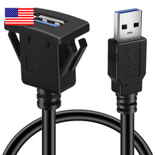 Square Single Port USB 3.0 Panel Flush Mount Extension Cable 3Ft Car Mount Flu