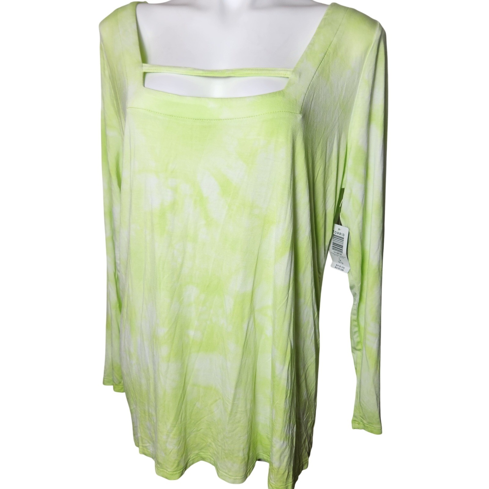 Torrid NWT Love Sick neon green & white tie dye casual shirt Size 1x Plus Size