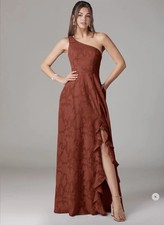 NWT Azazie Ellianna 24 terracotta floral burnout one shoulder bridesmaid dress