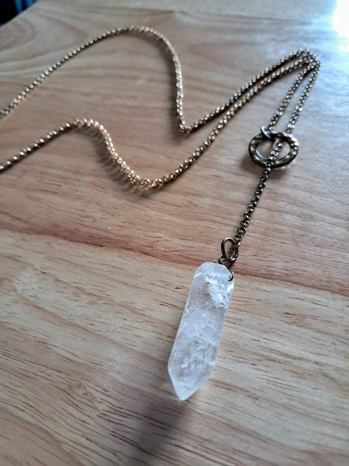 Colar de cristal Vanessa Mooney tom dourado boho, não assinado - Imagem 3 de 4