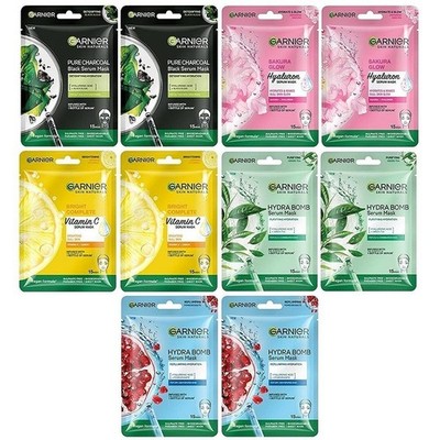 Garnier Skin Naturals Face Mask Set Hydrating, Brightening & Glow Boost 10 pcs