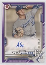 2021 Bowman Paper Prospect Purple Border 180/250 Austin Cox #PAPR-ACO Auto 8y8