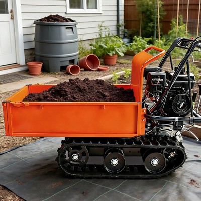 Track Barrow 660lbs Capacity Steel Wheelbarrow Gas Powered 208cc 6.5HP 3F+1R OHV