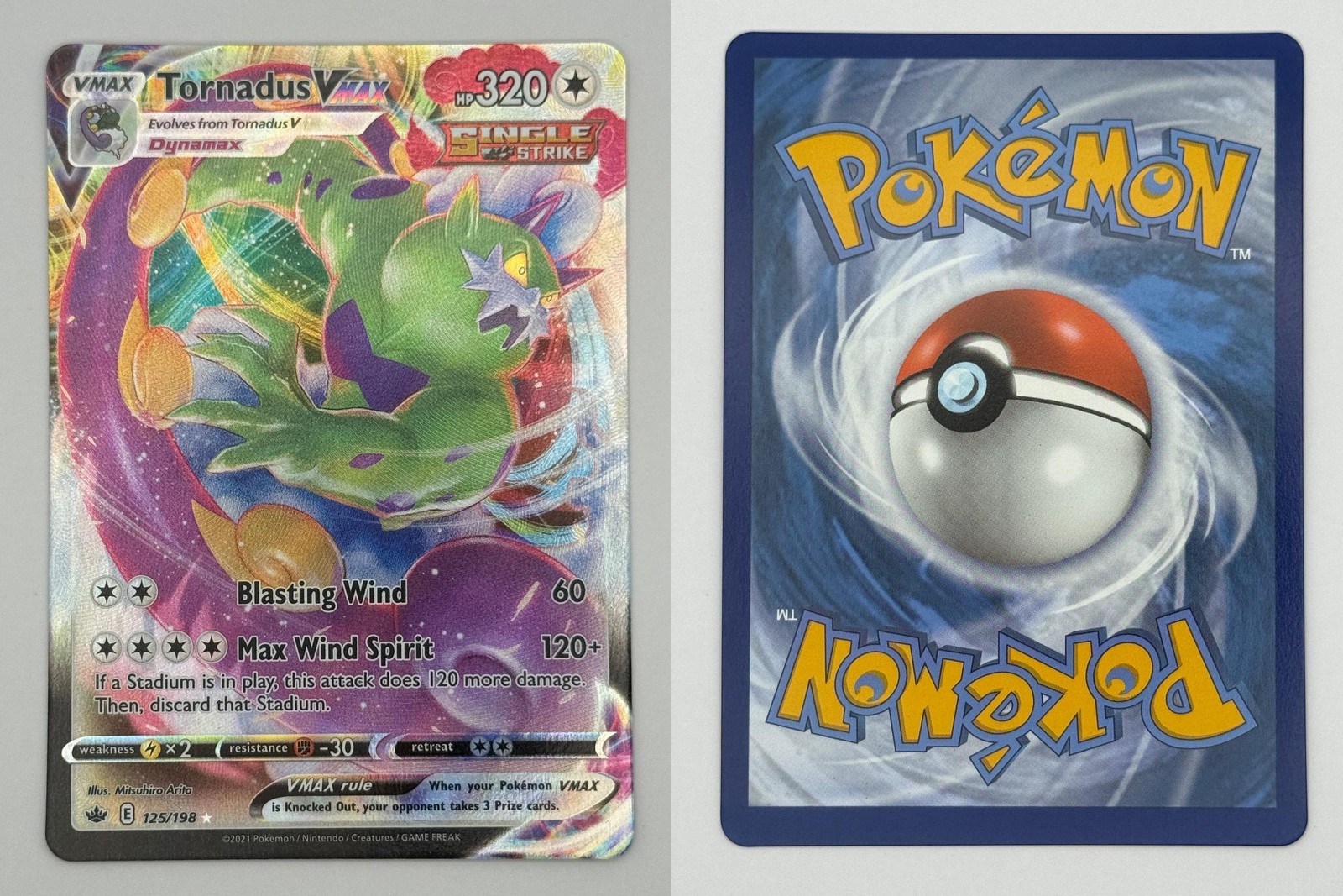 Tornadus VMAX 125/198 Holo VMAX Rare Chilling Reign Pokemon Near Mint